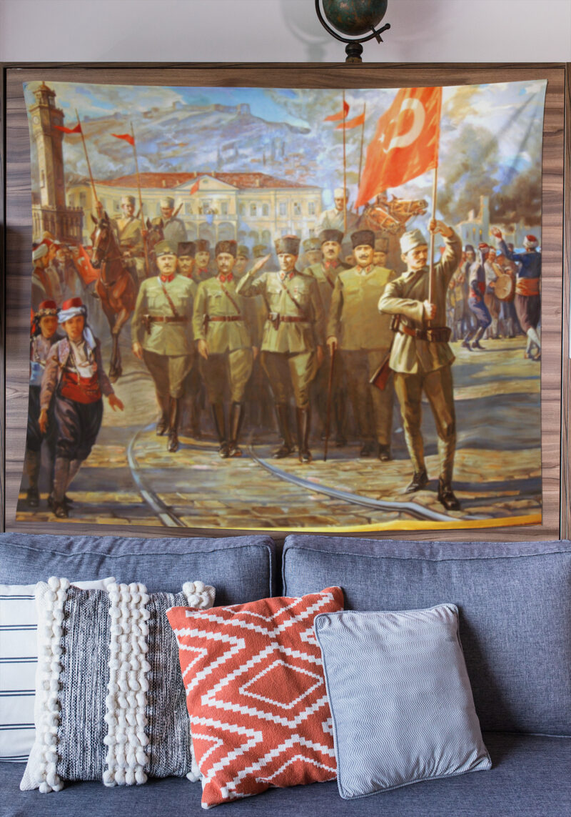 Mustafa Kemal Atatürk Duvar Örtüsü Duvar Halısı | Kumaş Poster - GENEL 12 - Görsel 2