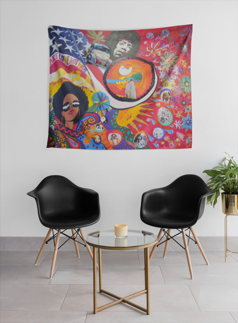 60'lar Bohem Duvar Örtüsü Duvar Halısı | Kumaş Poster