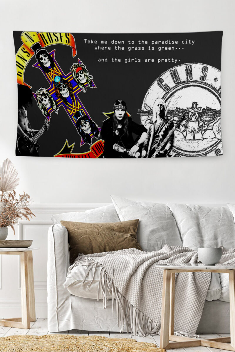 Guns N' Roses Müzik Grubu Duvar Örtüsü Duvar Halısı | Kumaş Poster