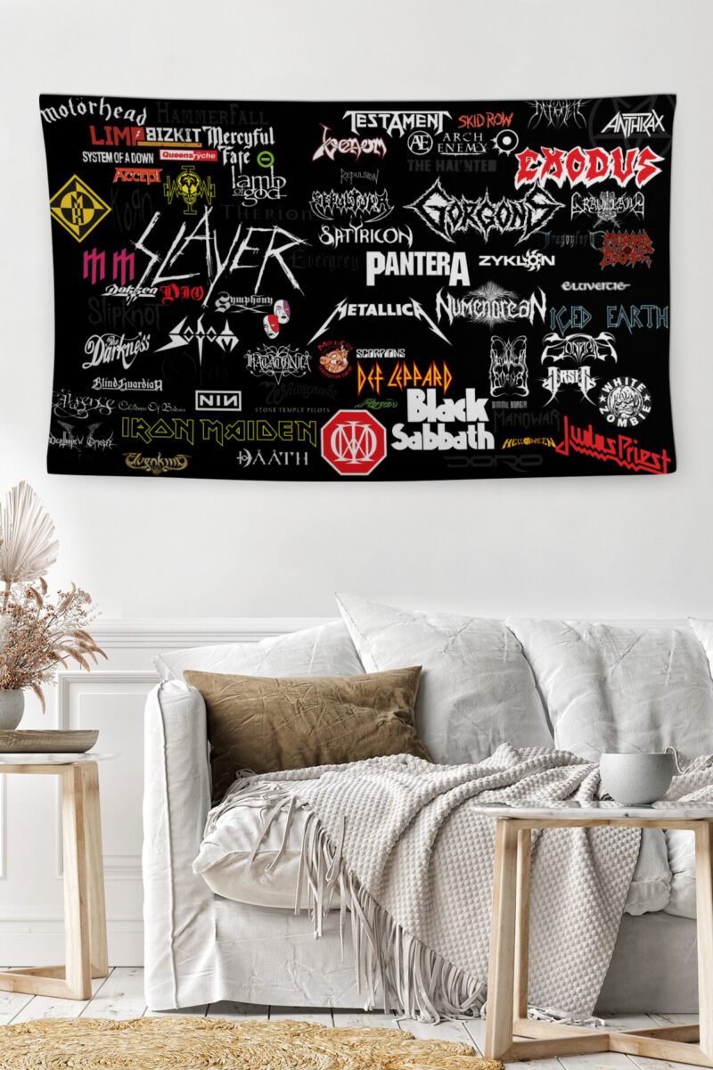 Rock & Heavy Metal Müzik Duvar Örtüsü Duvar Halısı | Kumaş Poster