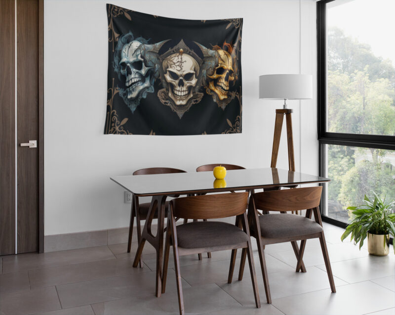 Kuru Kafalar Duvar Örtüsü Duvar Halısı | Kumaş Poster - HM 06 - Görsel 4