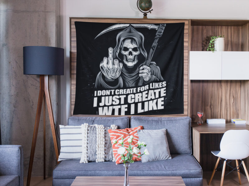 Reaper Attitude Duvar Örtüsü Duvar Halısı | Kumaş Poster - HM 15 - Görsel 4