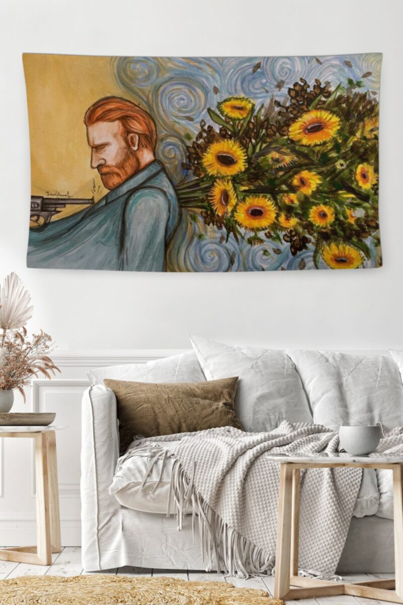 Van Gogh Ölüm Çiçekleri Duvar Örtüsü Duvar Halısı | Kumaş Poster